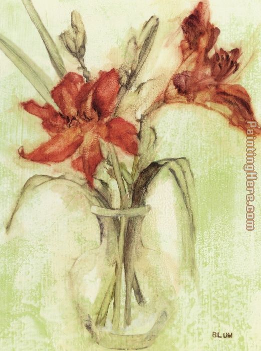Vase of Day Lilies I painting - Cheri Blum Vase of Day Lilies I art painting